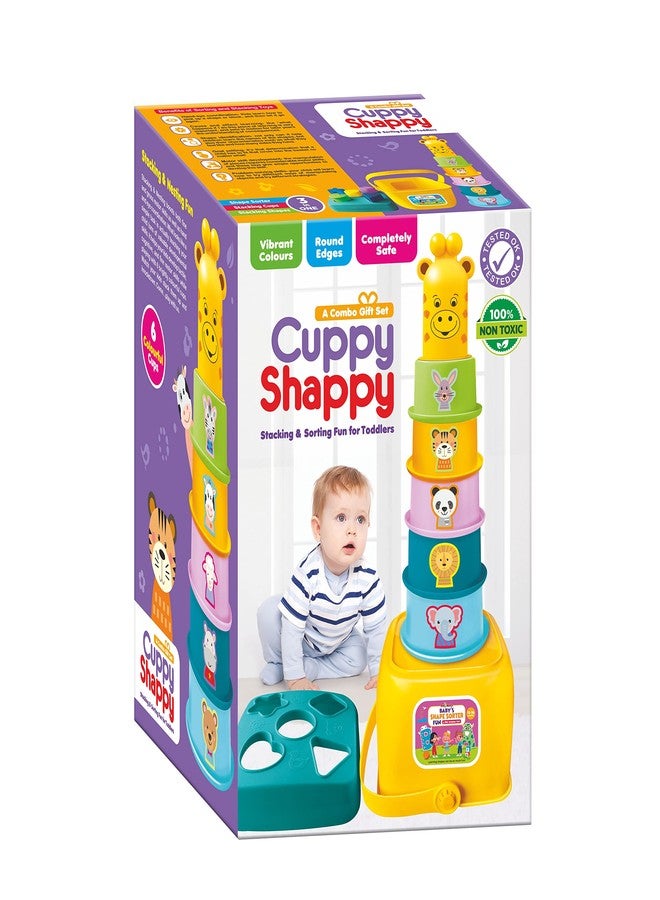 toymate Cuppy Shappy Stacking & Sorting Toy - Educational Toddler Gift Set for 12-36 Months, 6 Colorful Cups with Shape Sorter Box, Learning Playset for Boys & Girls, Safe Non-Toxic Baby Toys - Image 1